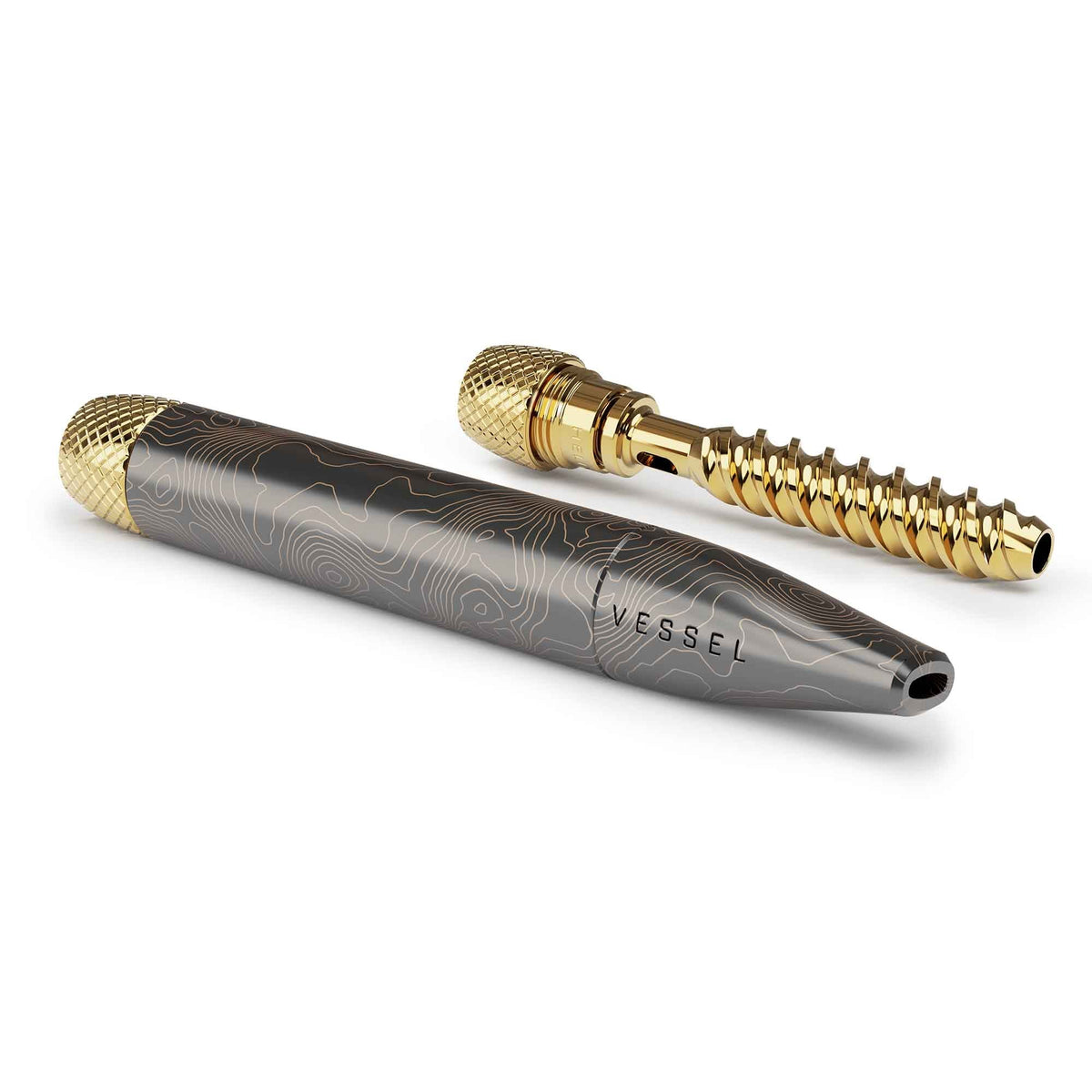 Vessel pen samlet med gulddetaljer