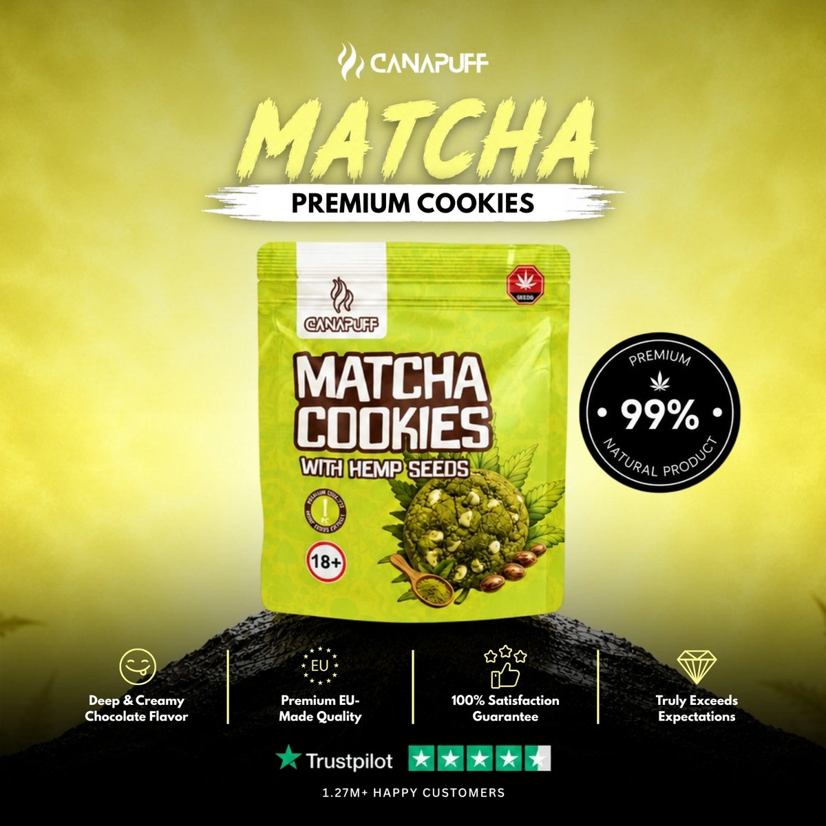 Matcha Cookies with hemp seeds – cookies, photo 2