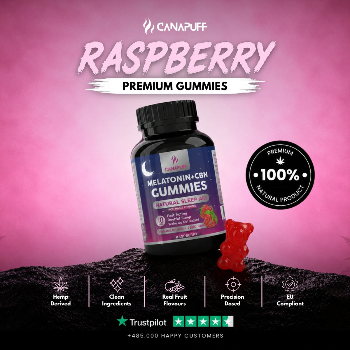 Melatonin+CBN Gummies Raspberry – gummies, photo 2