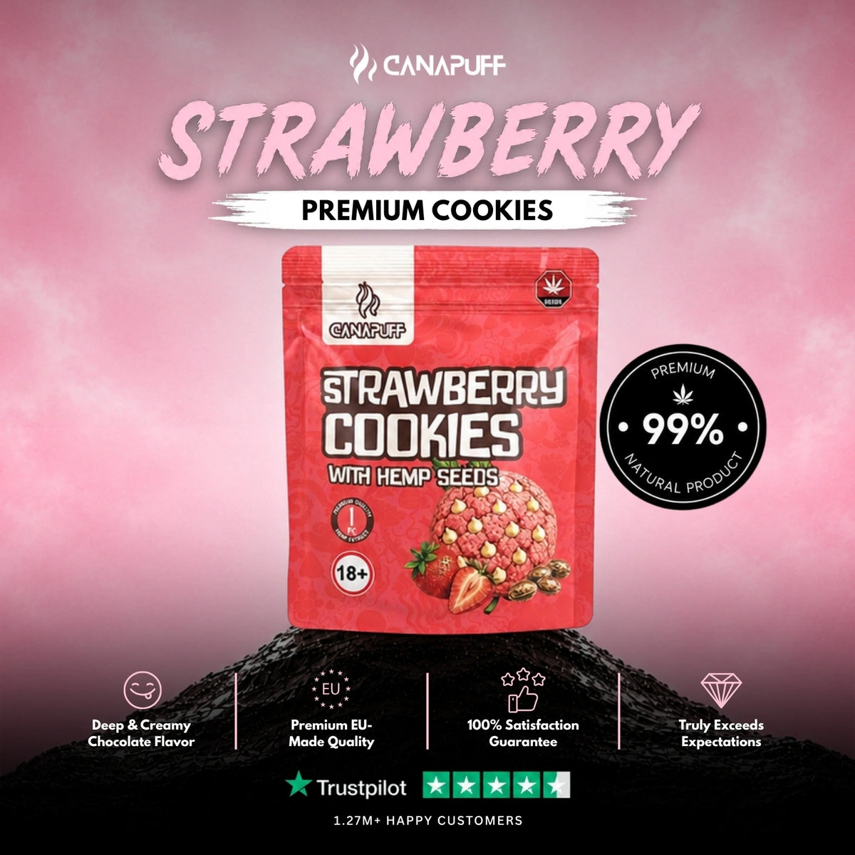Strawberry Cookies with hemp seeds – cookies, photo 2
