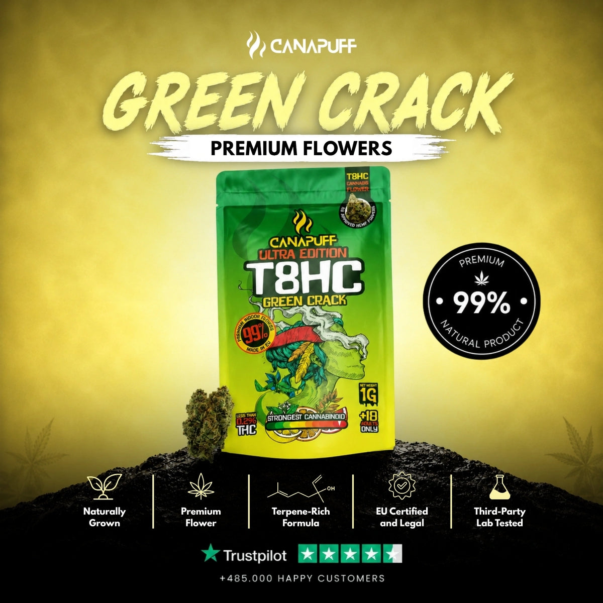 T8HC Flowers Green Crack Ultra Edition 99% – flower buds, photo 2