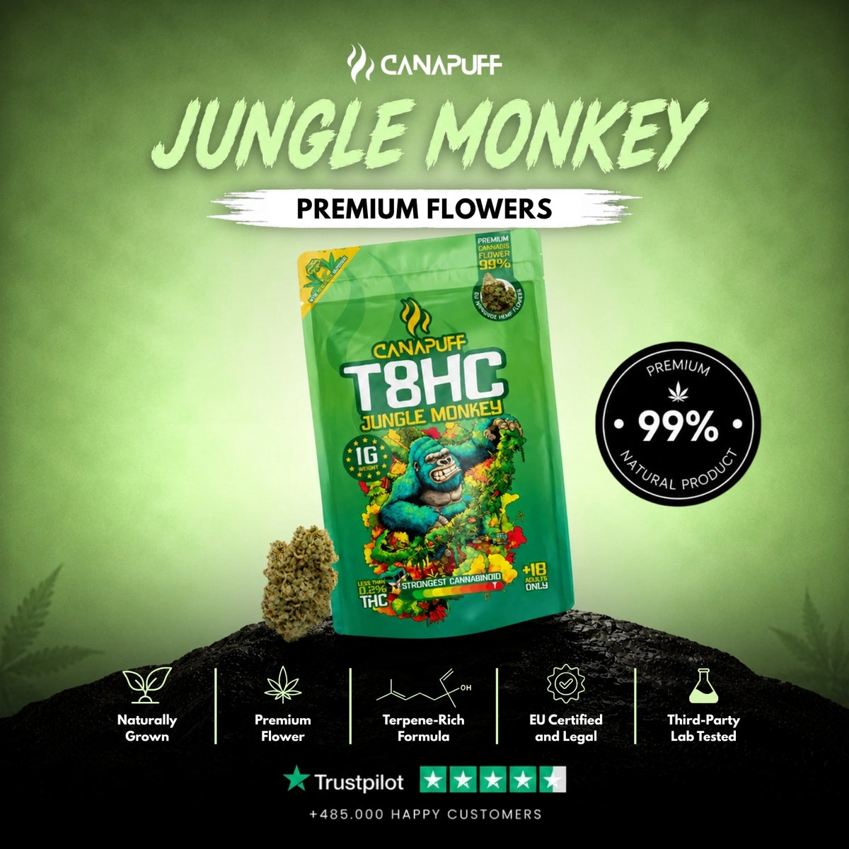 T8HC Flowers Jungle Monkey 99% – flower buds, photo 2