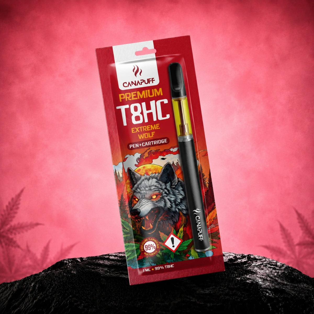 Pen y cartucho Canapuff T8HC Extreme Wolf, 1 ml, 99%