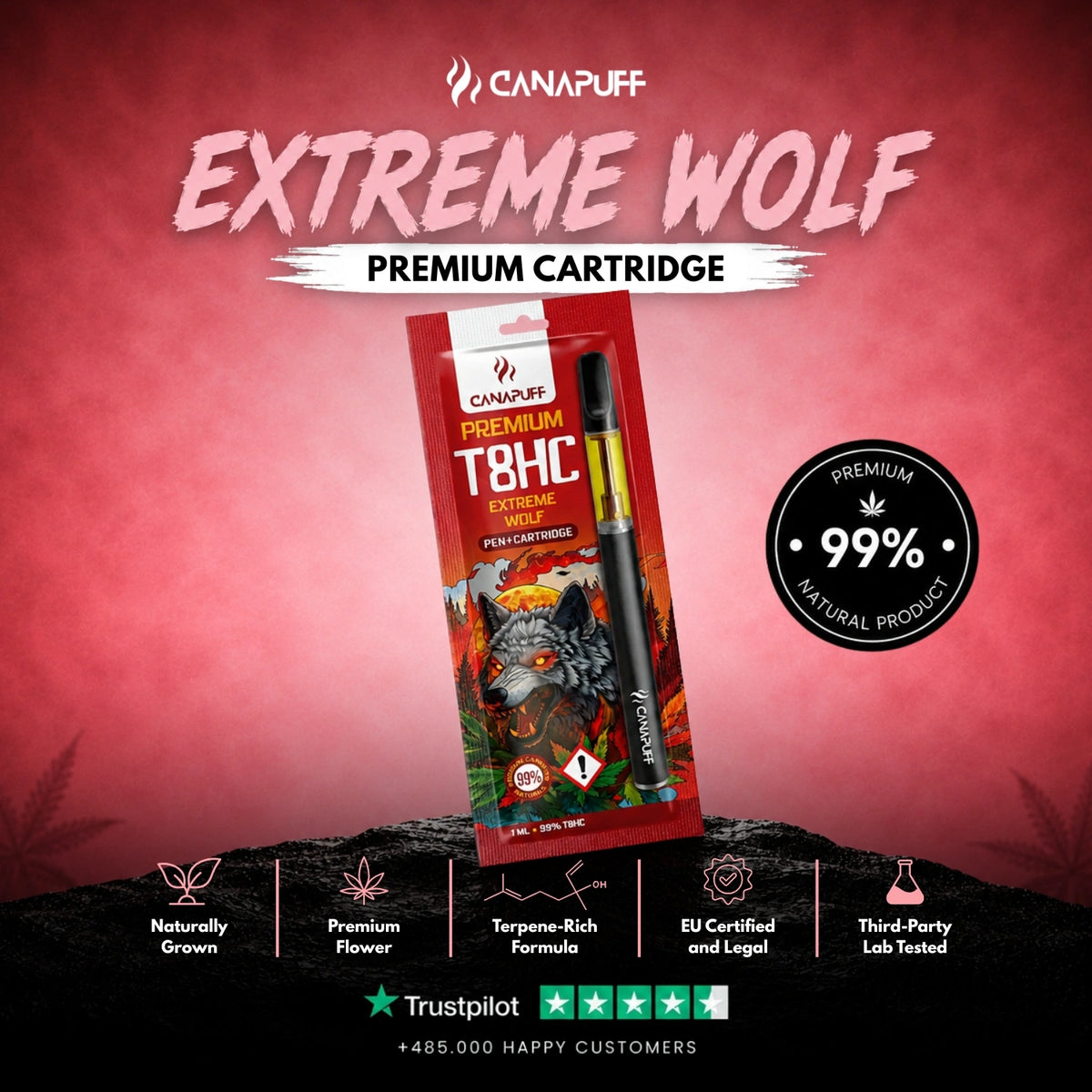 T8HC Vaper+Cartucho Extreme Wolf 99% – vaper con cartucho, foto 2