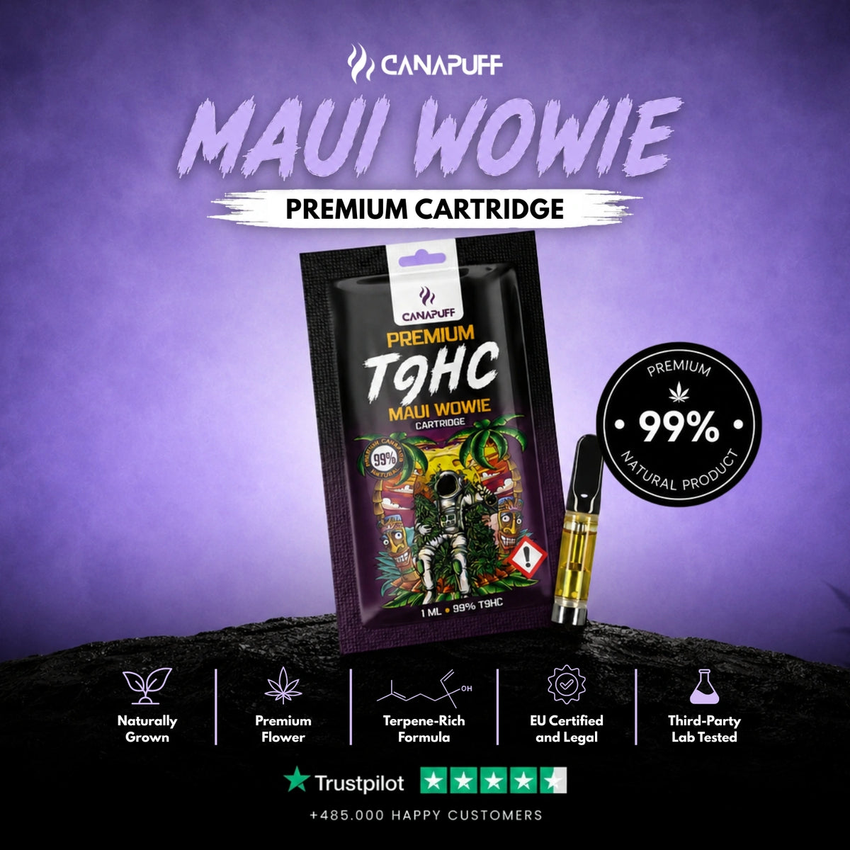 TⳊHC Cartridge Maui Wowie 99% – vape cartridge, photo 2