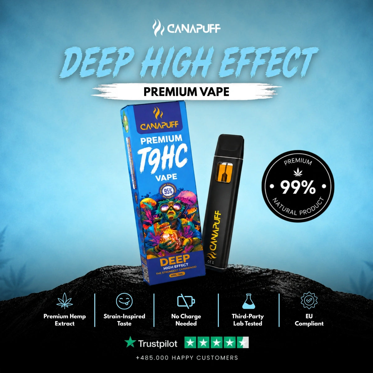 TⳊHC Vape Deep 95% 1ml – disposable vape pen, photo 2