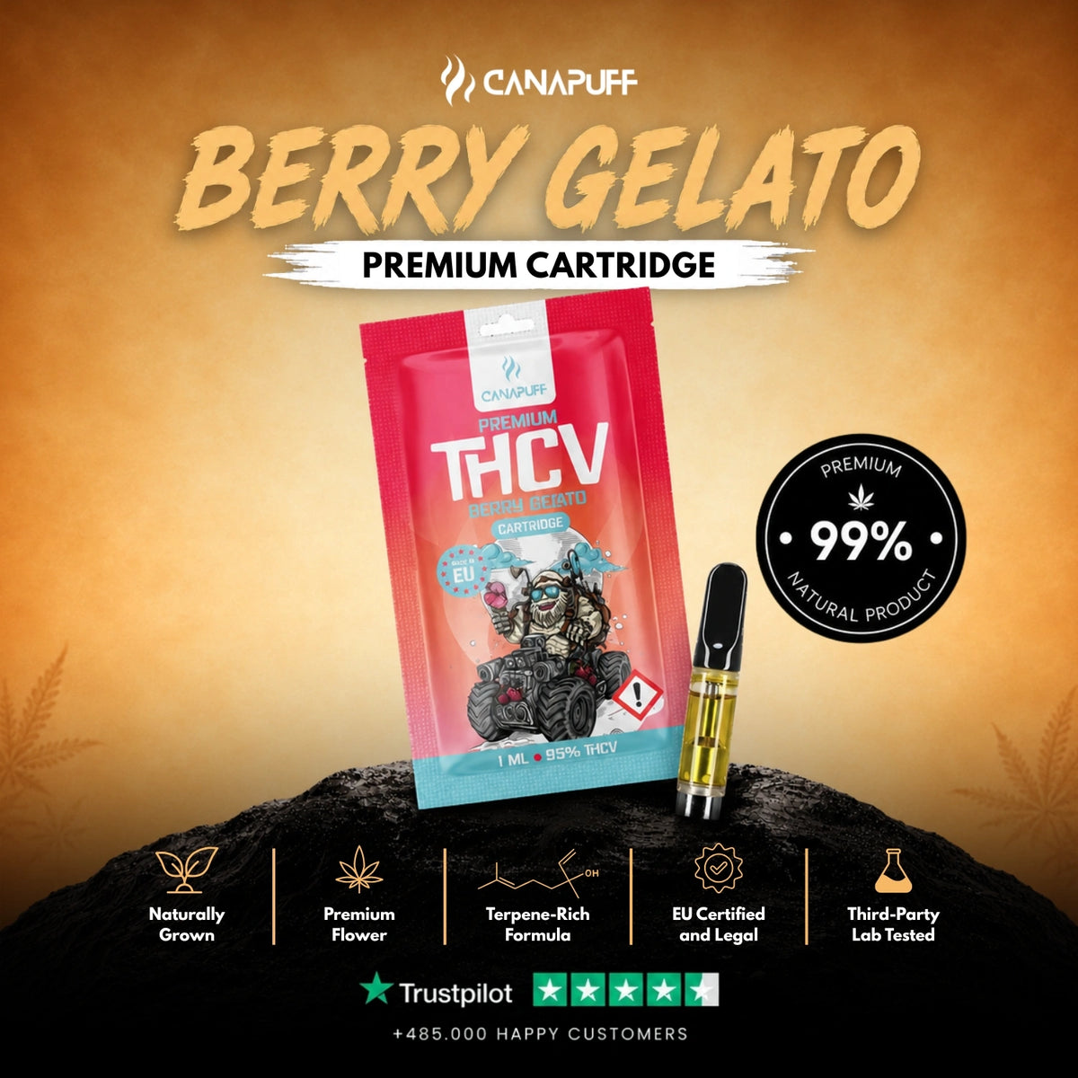 THCv Cartridge Berry Gelato 95% – vape cartridge, photo 2