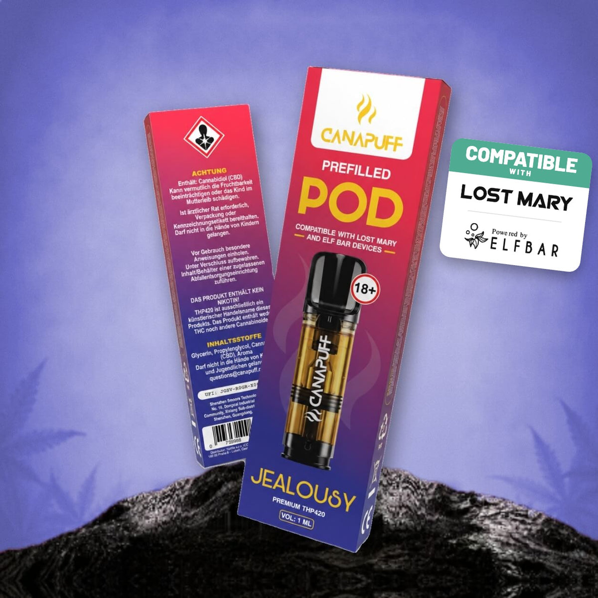 Canapuff THP420 POD Jealousy 1 ml – compatible with Lost Mary and Elf Bar devices