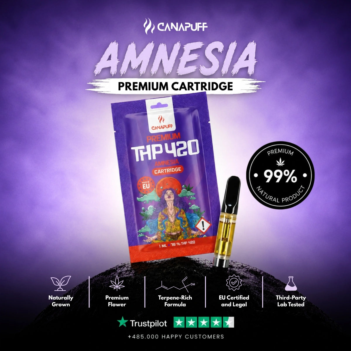 THP420 Cartridge Amnesia 79% – vape cartridge, photo 2
