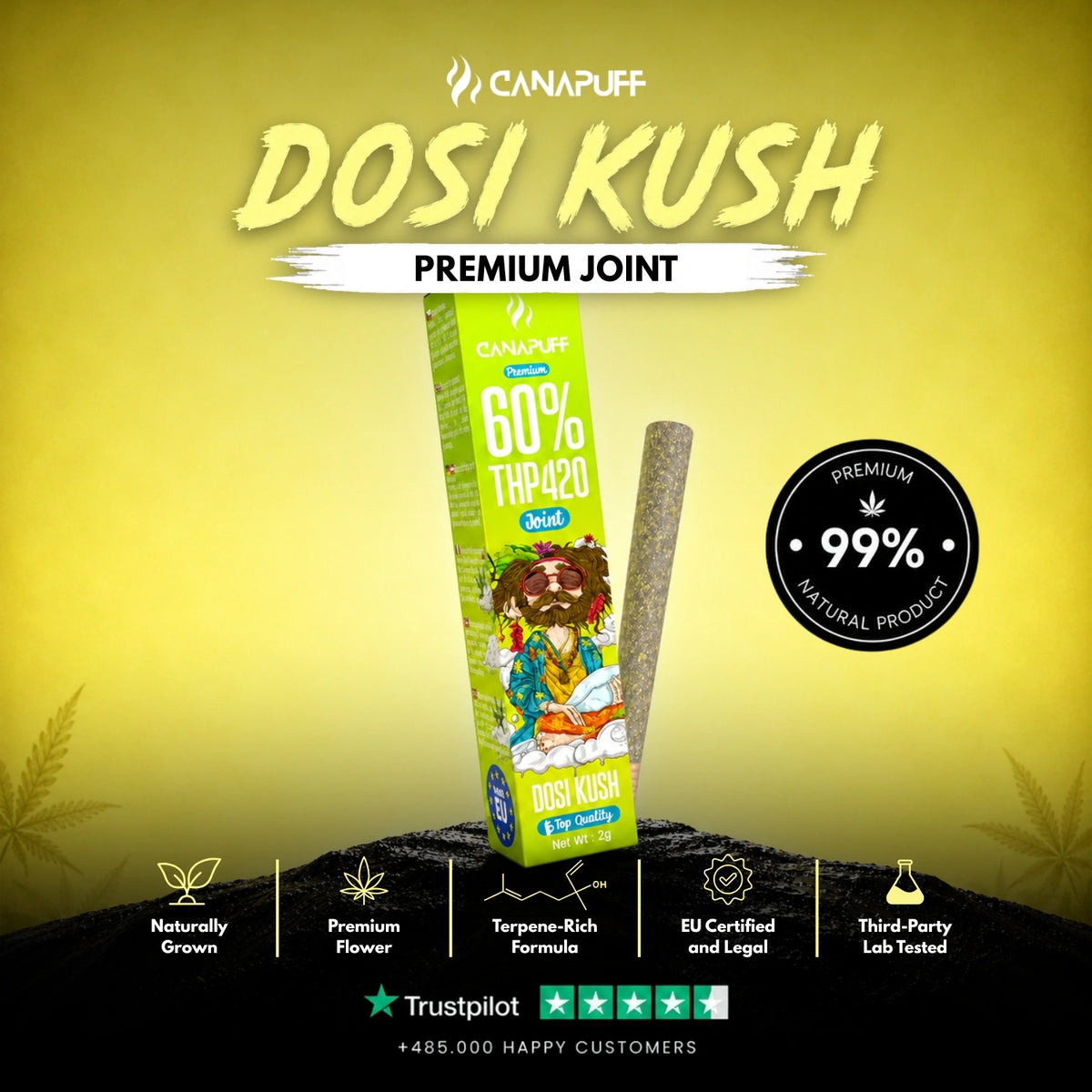THP420 Joint Dosi Kush 60% 2g – pre-rolled joint, photo 2