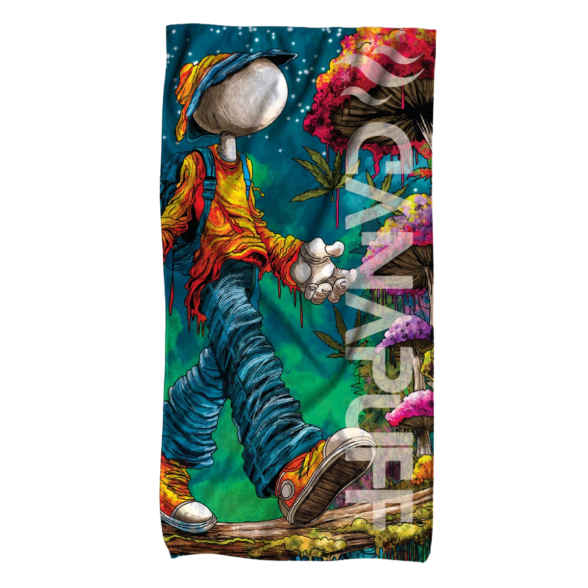 Canapuff Balanced towel with colorful mascot artwork