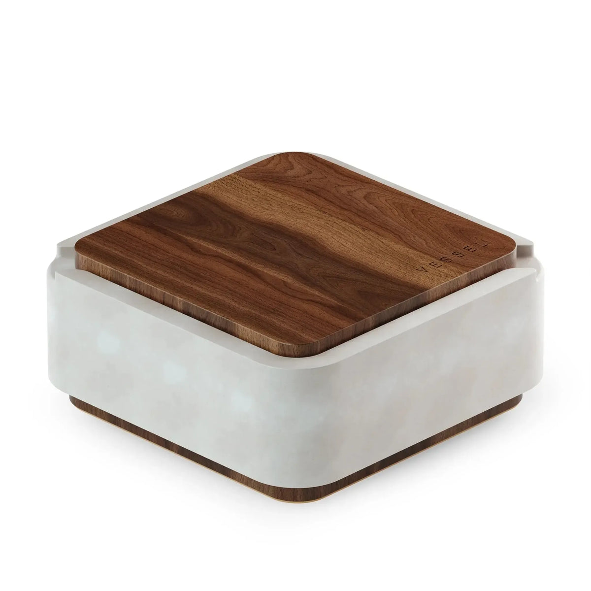 Canapuff Ashtray Walnut with wood lid and white ceramic base